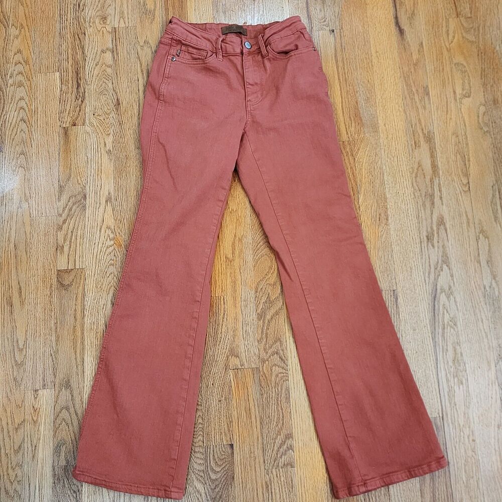 Judy Blue Jeans Size 1 Low Rise Bootcut Terracotta Garment Dyed Stretch Denim 25